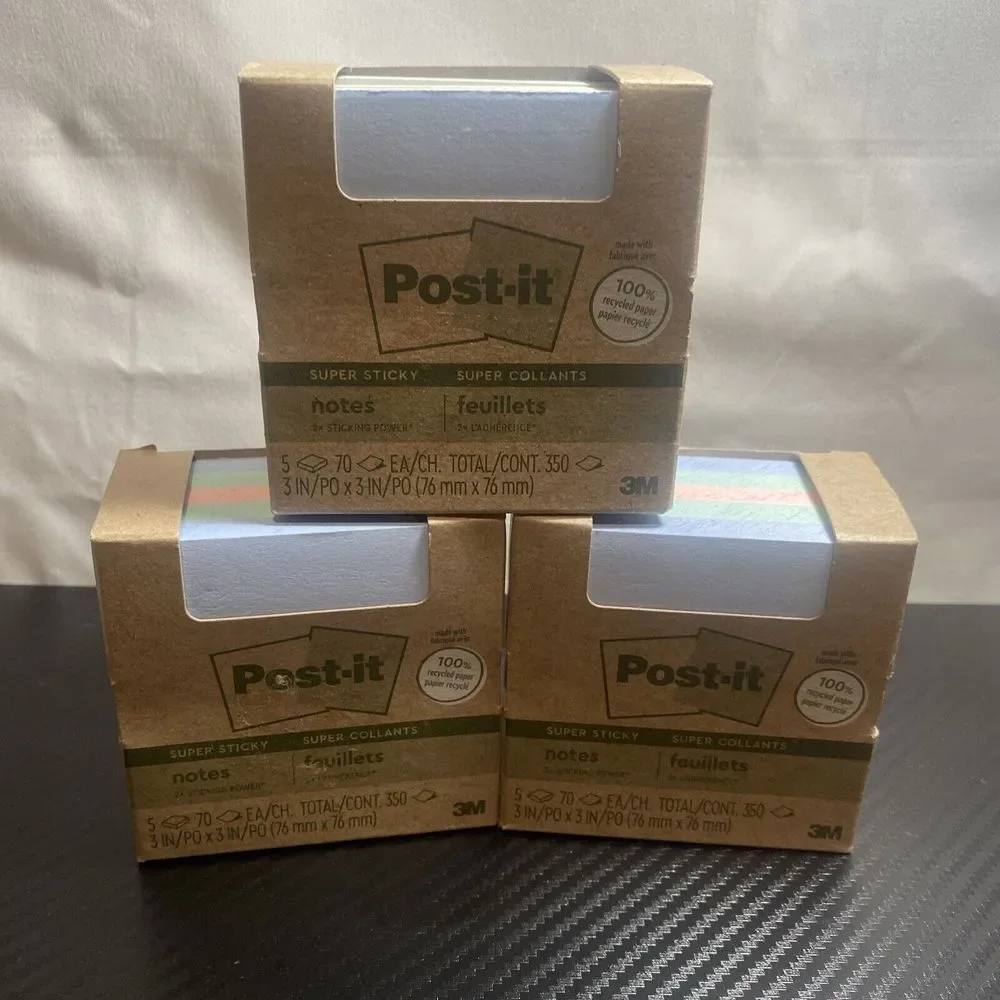 3 Post-it Recycled Super Sticky Notes 3